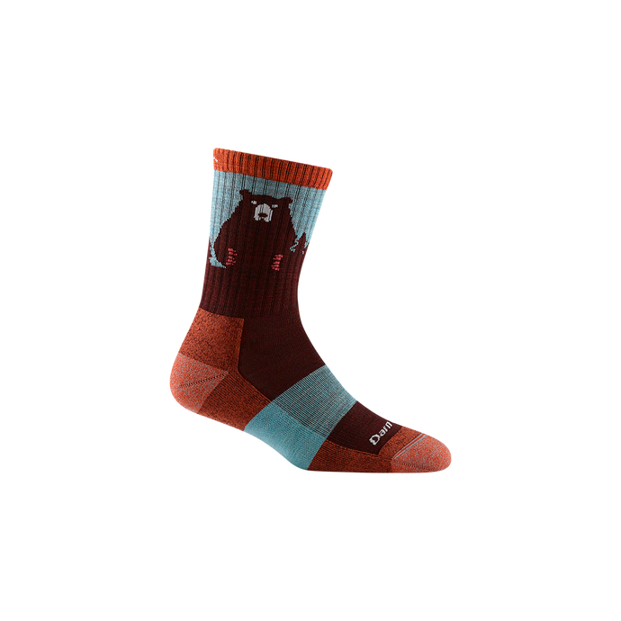 'Darn Tough Vermont' Women's Bear Town Micro Crew Lightweight Hiking Socks - Burgundy
