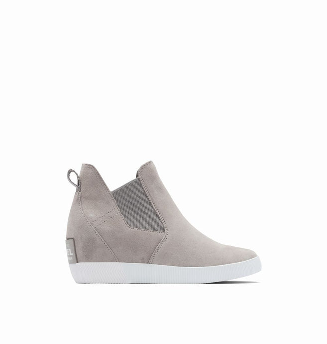 'Sorel' Women's Out 'N About Slip On WP Wedge Bootie - Chrome Grey / White