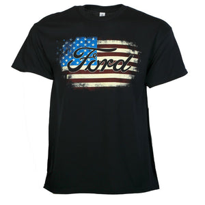 'David Carey' Men's Ford Flag T-Shirt - Black