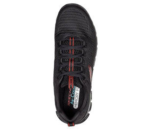 'Skechers' Men's Glide-Step Fasten Up Wide Running Shoe - Black / Red (Wide)