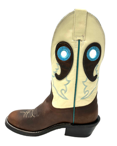 'Hondo Boots' Men's 12" Waxy Cowhide Western Round Toe - Brown Waxy / Bone