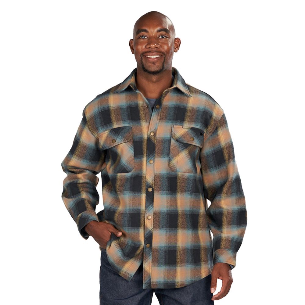 'Key' Men's Polar King Patriot Bonded Flannel Snap Front - Olympic Fire Plaid