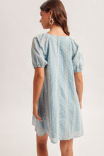 'Hem&Thread' Women's Balloon Sleeve Babydoll Dress - Denim Blue