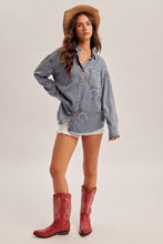 'Hem&Thread' Women's Printed Horseshoe Long Sleeve - Light Denim