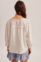 'Hem&Thread' Women's Embroidered Long Sleeve Blouse - Ivory