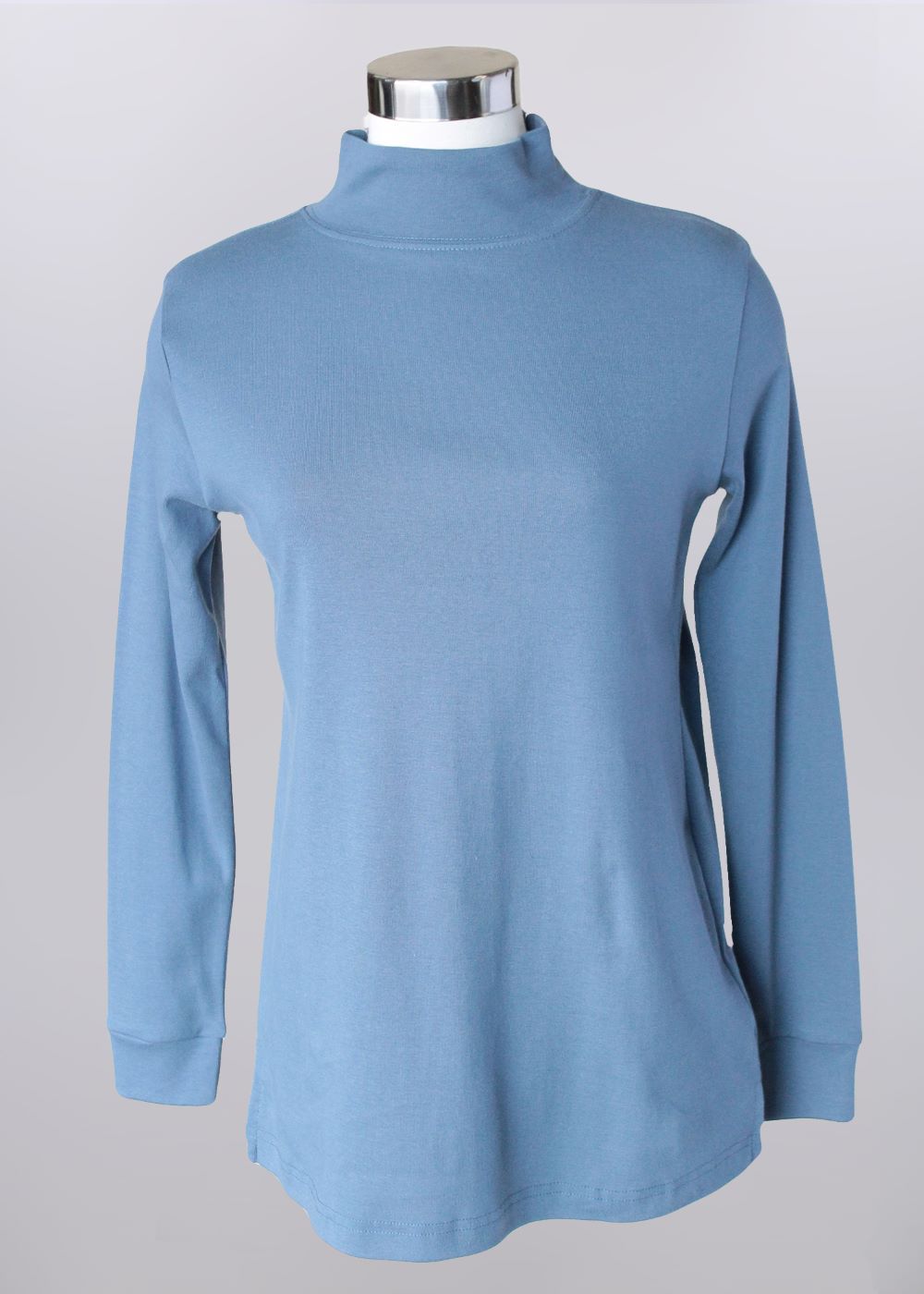 'Keren Hart' Women's Mock Neck Knit Top - Steel Blue (Ext. Sizes)