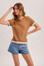 'Hem&Thread' Women's Color Block T-Shirt - Mocha