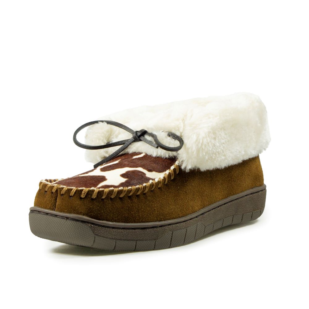 'NESTER HOISERY INC' Women's Dorthea Ankle Moccasin Slipper - Brown Pony