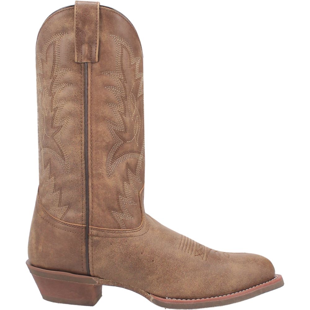Laredo Men's Trucker Boot - Round Toe Black Leather Boots, Mid-Calf Height, Rubber Sole