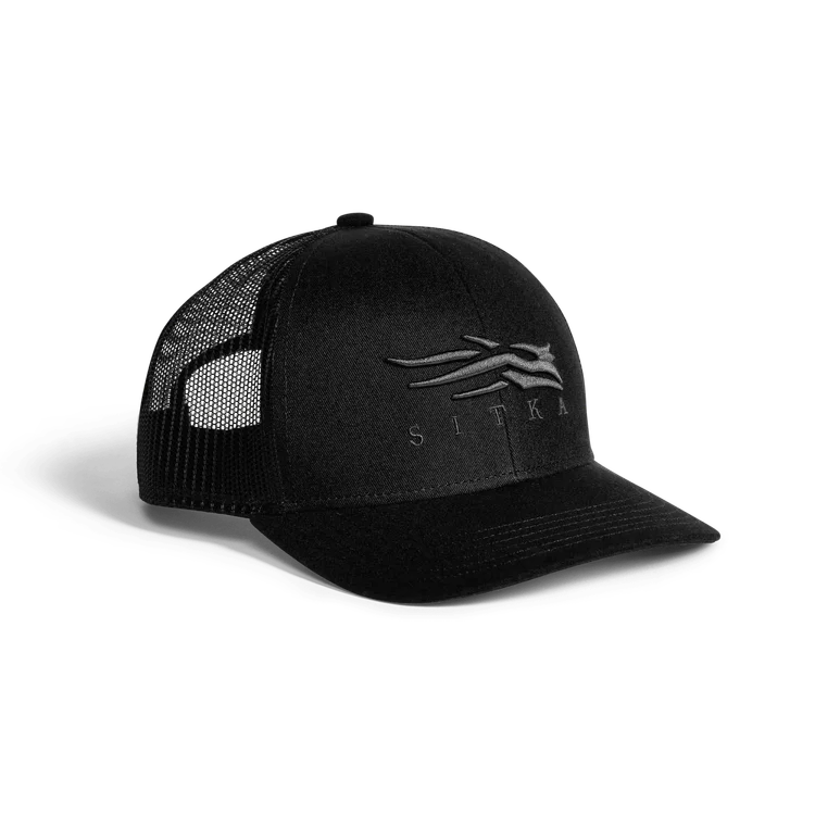 'Sitka' Men's Icon Mid Pro Trucker Cap - Black / Charcoal