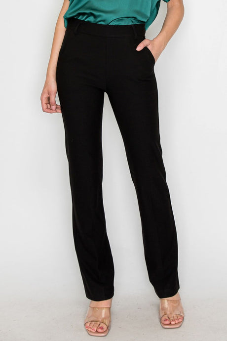 'YELETE' Women's Straight Leg Dress Pants - Black (Plus Size)