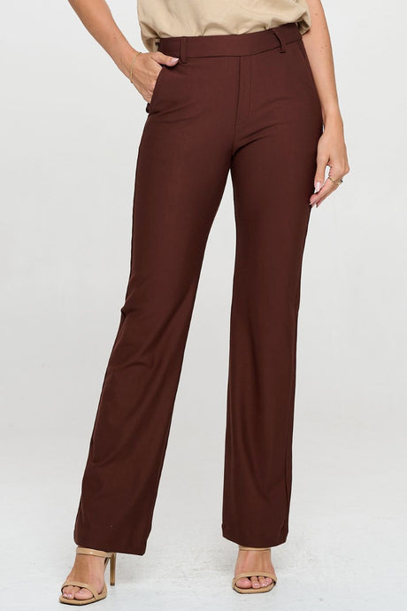 'YELETE' Women's Straight Leg Dress Pants - Brown