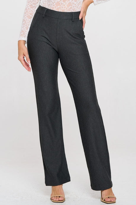 'YELETE' Women's Straight Leg Dress Pants - Charcoal (Plus Size)