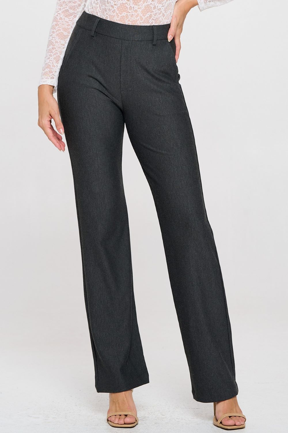 YELETE' Women's Straight Leg Dress Pants - Charcoal (Plus Size) Trav's Outfitter YELETE' Women's Straight Leg Dress Pants - Charcoal (Plus Size) Trav's Outfitter