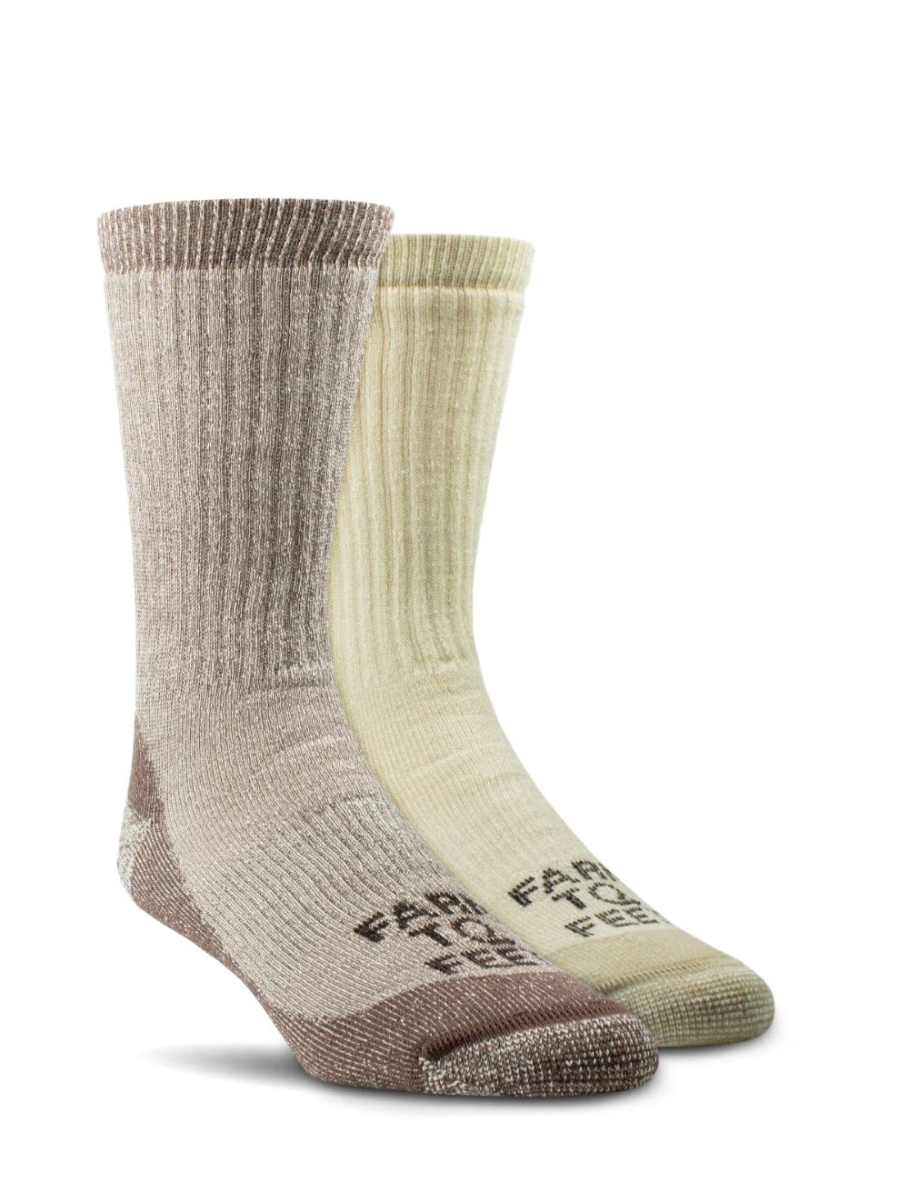'NESTER HOISERY INC' Unisex Boulder Trail Crew Socks 2 Pack - Heritage Walnut / Desert Tan