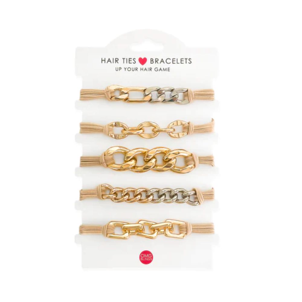 'OMG Bling' Women's Hair Tie / Bracelet Set - Gold