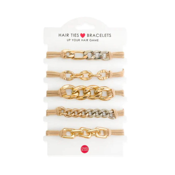 'OMG Bling' Women's Hair Tie / Bracelet Set - Gold