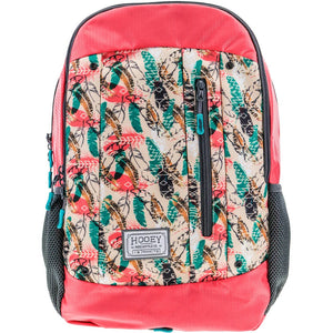 'Hooey' Rockstar Backpack - Turquoise Feather Aztec w/Rose Accents