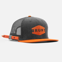 'Brunt' Men's Flat Brim Snapback Hat - Grey Heather / Orange