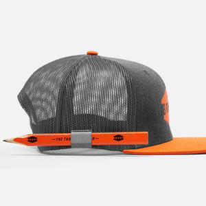 'Brunt' Men's Flat Brim Snapback Hat - Grey Heather / Orange