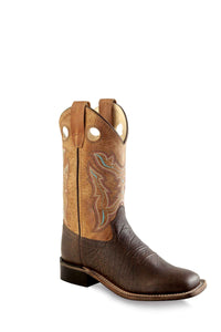 'Old West' Children's 9" Western Square Toe - Brown / Tan (Sizes 8.5C-3Y)