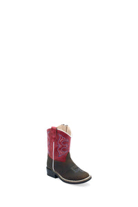 'Old West' Toddlers' Western Square Toe - Brown / Fuchsia (Sizes 4.5C-8C)
