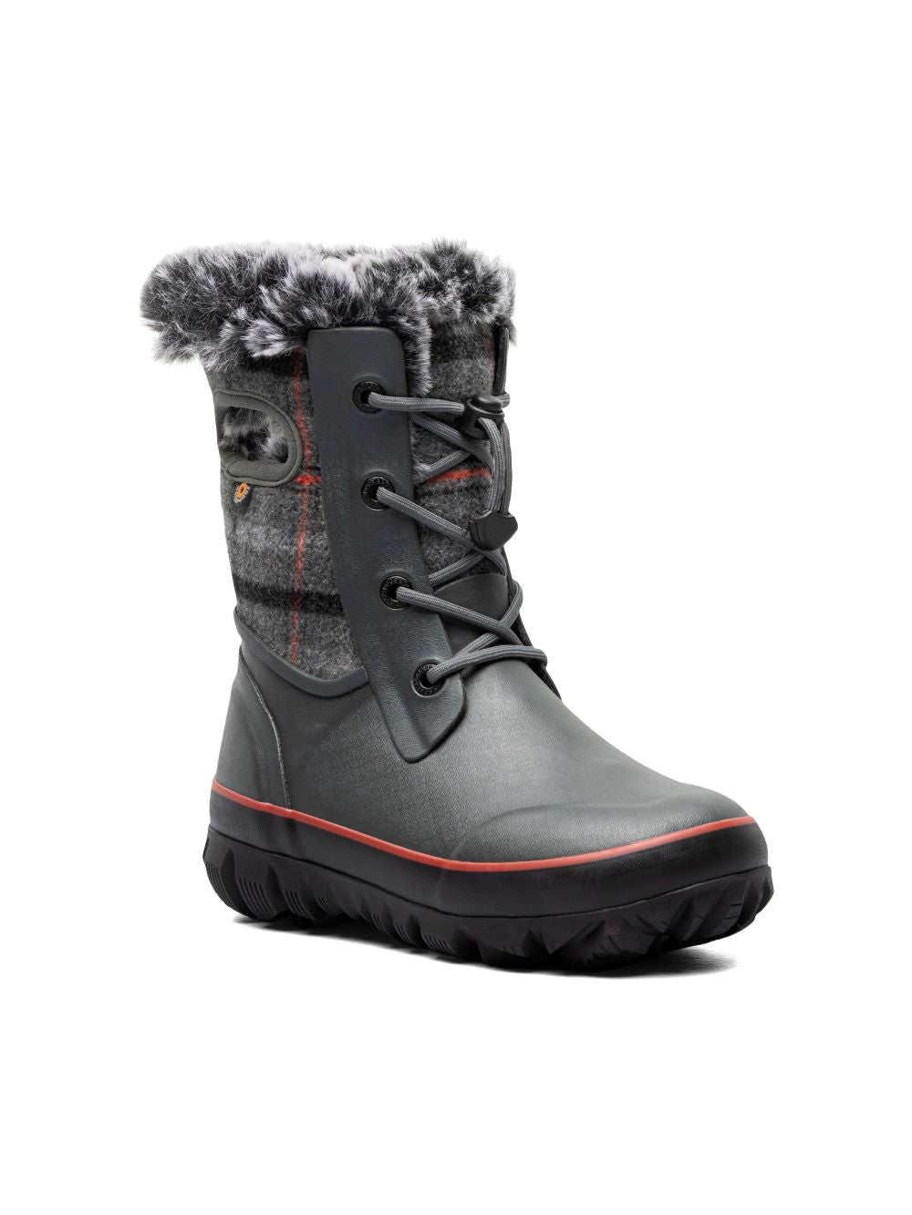 'BOGS' Kids' Arcata II Cozy Plaid Insulated WP Winter Boots - Dark Grey Multi