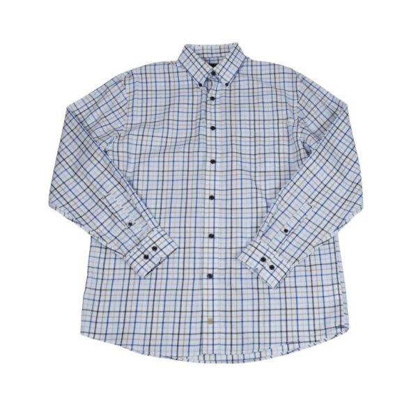'FX Fusion' Men's Checkered Twill Long Sleeve - Blue Multi