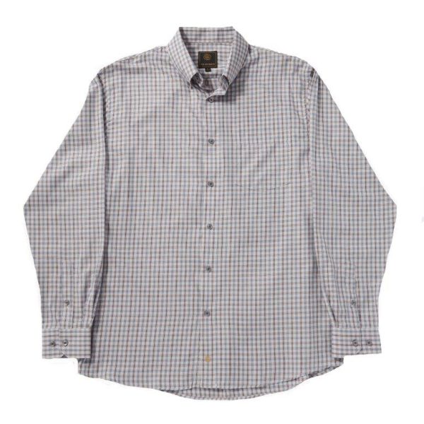 'FX Fusion' Men's Mini Melange Checkered Long Sleeve - Grey / Acorn / Burgundy