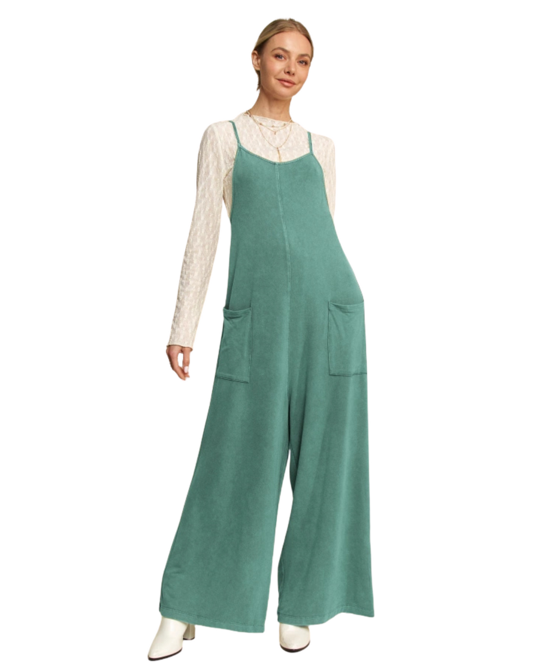 'Davi&Dani' Women's Knit Jumpsuit - Seafoam Blue