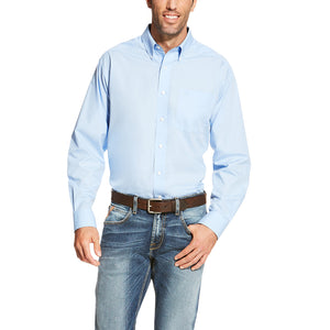 'Ariat' Men's Wrinkle Free Solid Classic Fit Button Down - Blue