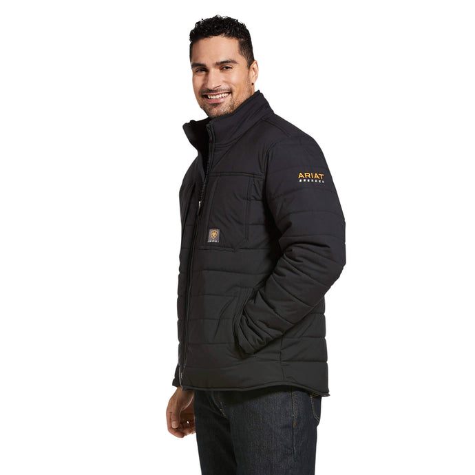 'Ariat' Men's Rebar Valiant Stretch Canvas Insulated Jacket - Black