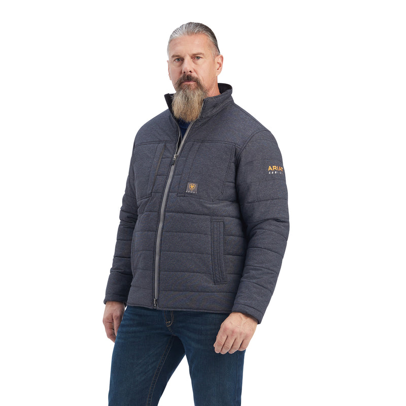 'Ariat' Men's Rebar Valiant Stretch Canvas Insulated Jacket - Charcoal Heather