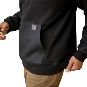 'Ariat' Men's Workman DuraCanvas 1/4 Zip Sweatshirt - Black / Black