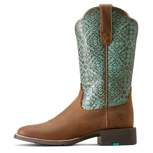 'Ariat' Women's 11" Round Up Western Square Toe - Old Earth / Turquoise Blanket