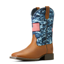 'Ariat' Youth 8" Patriot Western Square Toe - Grand Canyon / Blue Camo