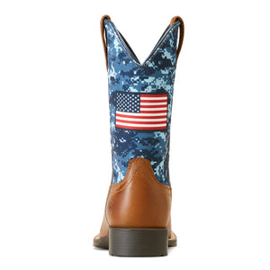 'Ariat' Youth 8" Patriot Western Square Toe - Grand Canyon / Blue Camo