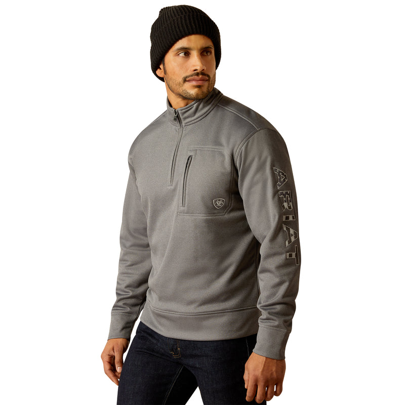 'Ariat' Men's Team Logo 1/4 Zip - Grey
