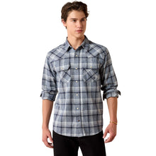 'ARIAT' Men's Retro Harish Plaid Fitted Snap Shirt - Sargasso Sea