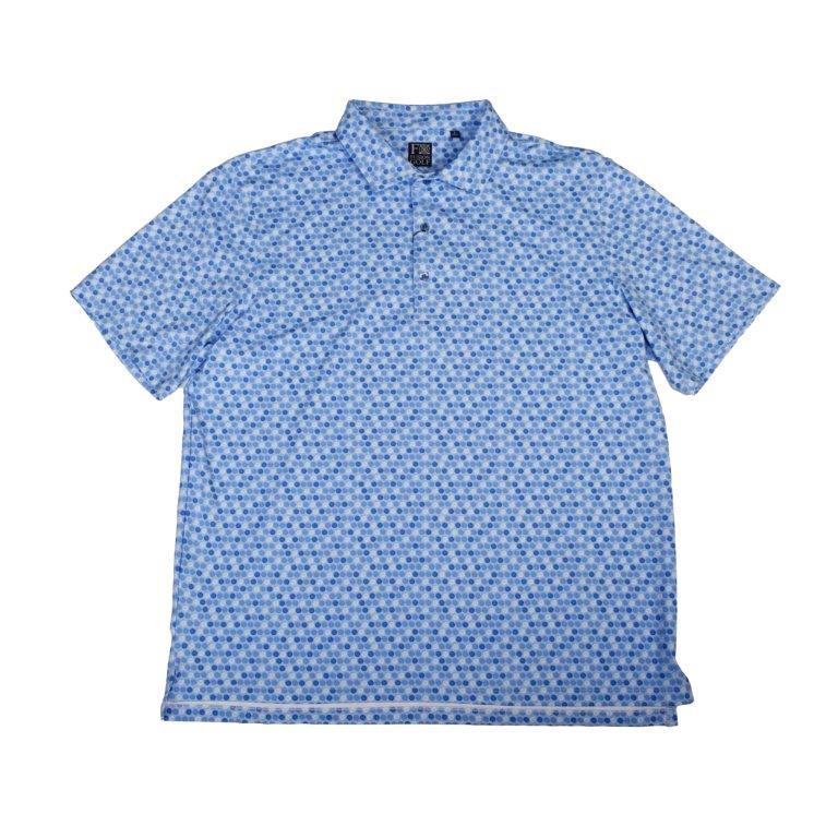 'FX Fusion' Men's Golfball Geo Print Polo - Blue