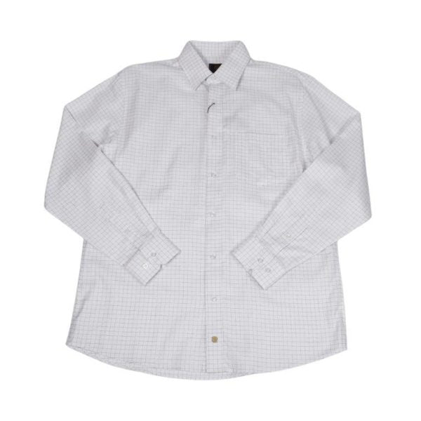 'FX Fusion' Men's Textured Checkered Long Sleeve - White / Steel