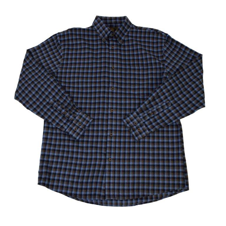 'FX Fusion' Men's Checked Flannel Button Down - Navy / Blue / Brown
