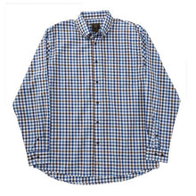 'FX Fusion' Men's Wrinkle Free Twill Checkered Long Sleeve - Brown / Blue