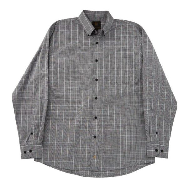 'FX Fusion' Men's Wrinkle Free Cotton Glen Long Sleeve - Black / White