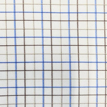 'FX Fusion' Men's Wrinkle Free Cotton Oxford Long Sleeve - White / Brown / Blue