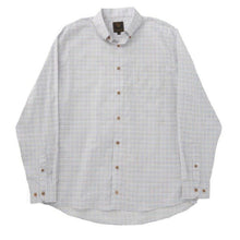 'FX Fusion' Men's Wrinkle Free Cotton Oxford Long Sleeve - White / Brown / Blue