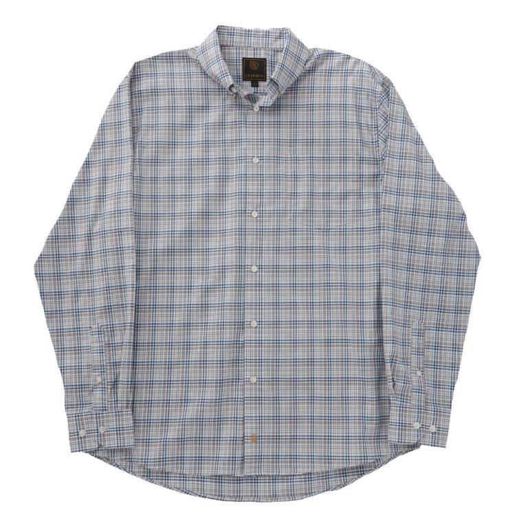 'FX Fusion' Men's Wrinkle Free Cotton Twill Long Sleeve - Blue / Brown / White