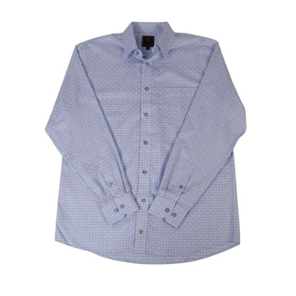 'FX Fusion' Men's Textured Checkered Long Sleeve - Blue / Brown