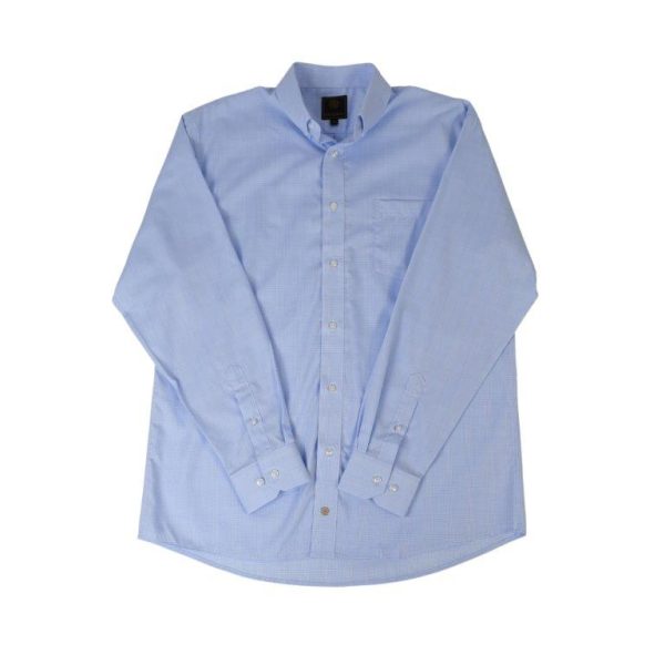 'FX Fusion' Men's Muted Soft Plaid Long Sleeve - Blue / White