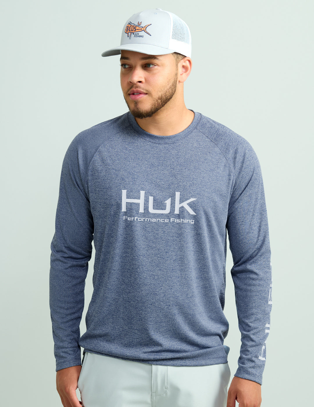 'Huk' Men's Pursuit Long Sleeve Heather - Naval Academy Heather
